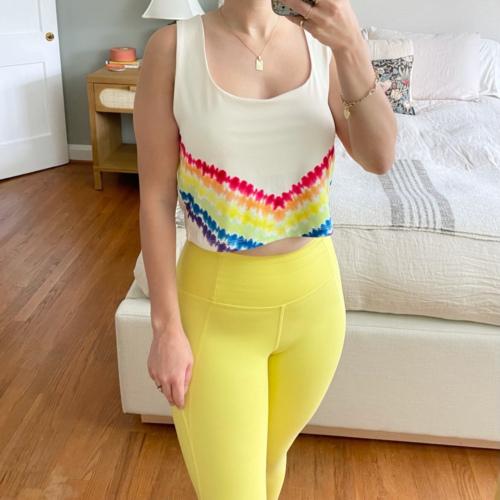 Fabletics Lydia Ivory and Tie Dye Crop Tank